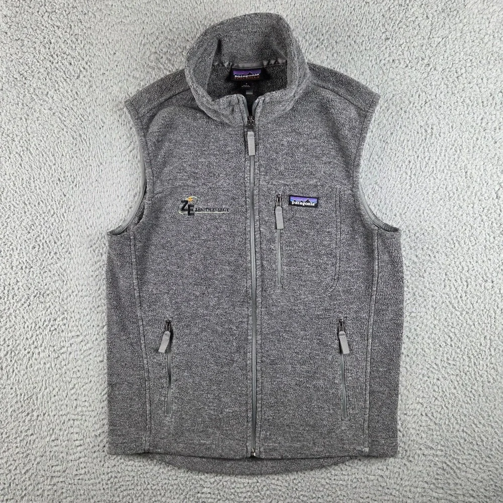 Patagonia Synchilla Vest Mens Small Gray Full Zip Outdoor Hiking Gorpcore Logo - Picture 1 of 9